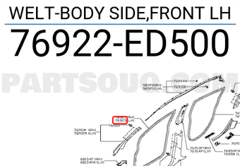 Nissan 76922ED500 WELT-BODY SIDE,FRONT LH