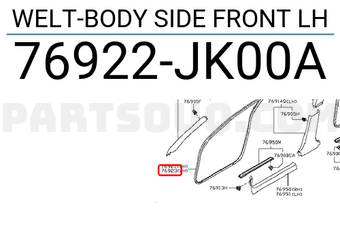 Nissan 76922JK00A WELT-BODY SIDE FRONT LH