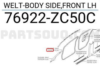 Nissan 76922ZC50C WELT-BODY SIDE,FRONT LH