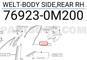 Nissan 769230M200 WELT-BODY SIDE,REAR RH
