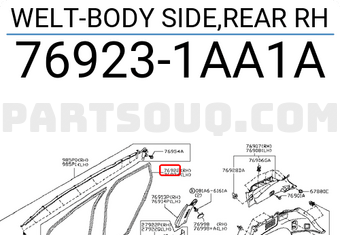 Nissan 769231AA1A WELT-BODY SIDE,REAR RH
