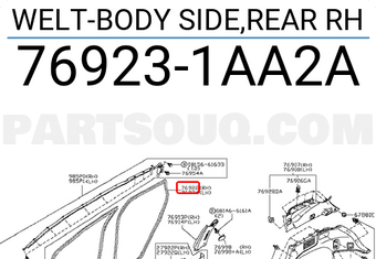 Nissan 769231AA2A WELT-BODY SIDE,REAR RH