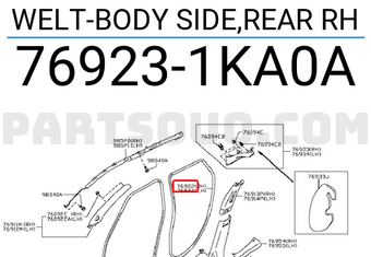 Nissan 769231KA0A WELT-BODY SIDE,REAR RH