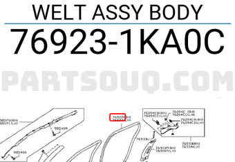 Nissan 769231KA0C WELT ASSY BODY