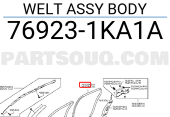 Nissan 769231KA1A WELT ASSY BODY