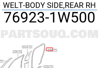 Nissan 769231W500 WELT-BODY SIDE,REAR RH