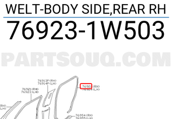 Nissan 769231W503 WELT-BODY SIDE,REAR RH