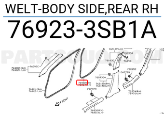 Nissan 769233SB1A WELT-BODY SIDE,REAR RH