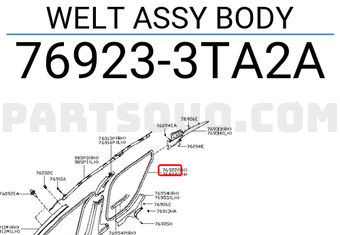 Nissan 769233TA2A WELT ASSY BODY