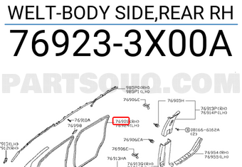 Nissan 769233X00A WELT-BODY SIDE,REAR RH