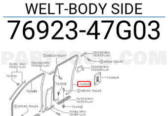 Nissan 7692347G03 WELT-BODY SIDE