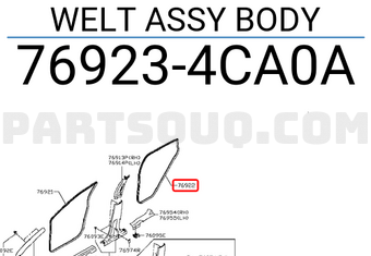 Nissan 769234CA0A WELT ASSY BODY