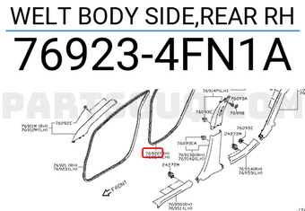 Nissan 769234FN1A WELT BODY SIDE,REAR RH