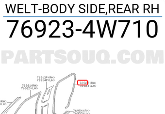 Nissan 769234W710 WELT-BODY SIDE,REAR RH