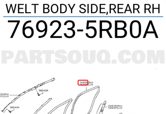 Nissan 769235RB0A WELT BODY SIDE,REAR RH