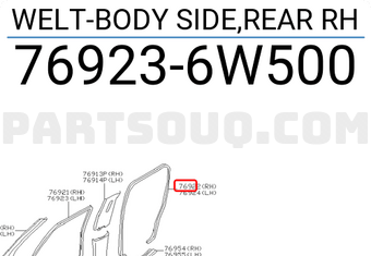Nissan 769236W500 WELT-BODY SIDE,REAR RH