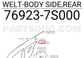 Nissan 769237S000 WELT-BODY SIDE,REAR