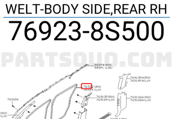 Nissan 769238S500 WELT-BODY SIDE,REAR RH
