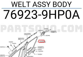 Nissan 769239HP0A WELT ASSY BODY