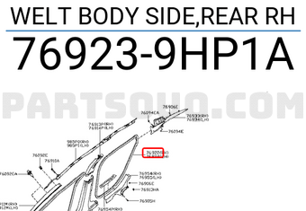 Nissan 769239HP1A WELT BODY SIDE,REAR RH
