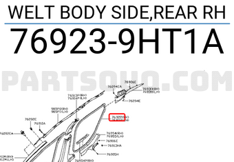 Nissan 769239HT1A WELT BODY SIDE,REAR RH