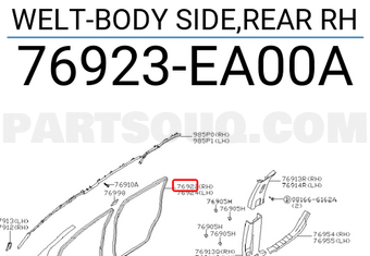 Nissan 76923EA00A WELT-BODY SIDE,REAR RH