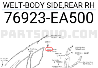 Nissan 76923EA500 WELT-BODY SIDE,REAR RH