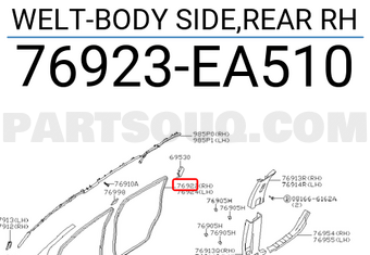Nissan 76923EA510 WELT-BODY SIDE,REAR RH