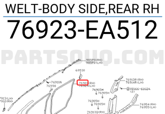 Nissan 76923EA512 WELT-BODY SIDE,REAR RH
