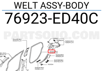 Nissan 76923ED40C WELT ASSY-BODY