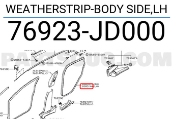Nissan 76923JD000 WEATHERSTRIP-BODY SIDE,LH