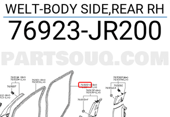 Nissan 76923JR200 WELT-BODY SIDE,REAR RH