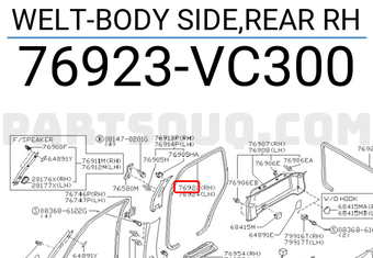 Nissan 76923VC300 WELT-BODY SIDE,REAR RH