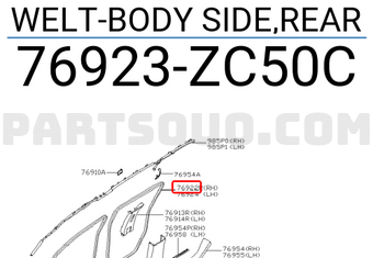 Nissan 76923ZC50C WELT-BODY SIDE,REAR