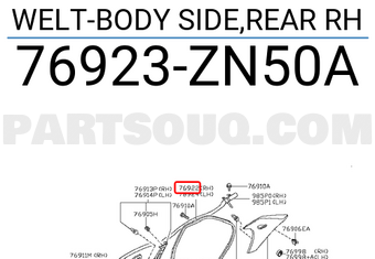 Nissan 76923ZN50A WELT-BODY SIDE,REAR RH