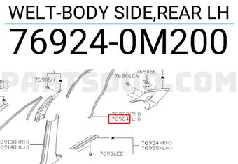 Nissan 769240M200 WELT-BODY SIDE,REAR LH