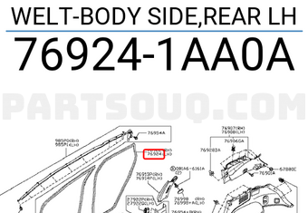 Nissan 769241AA0A WELT-BODY SIDE,REAR LH