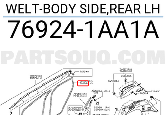 Nissan 769241AA1A WELT-BODY SIDE,REAR LH