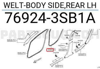 Nissan 769243SB1A WELT-BODY SIDE,REAR LH