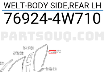 Nissan 769244W710 WELT-BODY SIDE,REAR LH