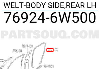 Nissan 769246W500 WELT-BODY SIDE,REAR LH