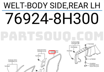 Nissan 769248H300 WELT-BODY SIDE,REAR LH