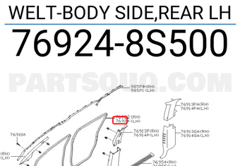 Nissan 769248S500 WELT-BODY SIDE,REAR LH