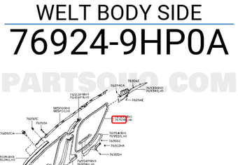 Nissan 769249HP0A WELT BODY SIDE
