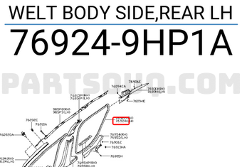 Nissan 769249HP1A WELT BODY SIDE,REAR LH