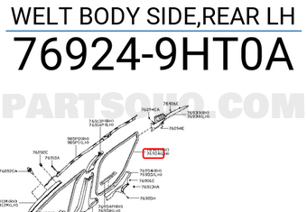 Nissan 769249HT0A WELT BODY SIDE,REAR LH