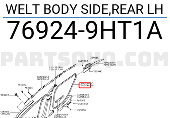 Nissan 769249HT1A WELT BODY SIDE,REAR LH