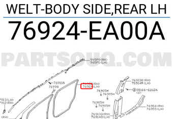 Nissan 76924EA00A WELT-BODY SIDE,REAR LH
