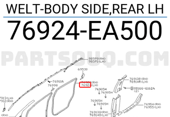 Nissan 76924EA500 WELT-BODY SIDE,REAR LH