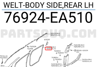 Nissan 76924EA510 WELT-BODY SIDE,REAR LH